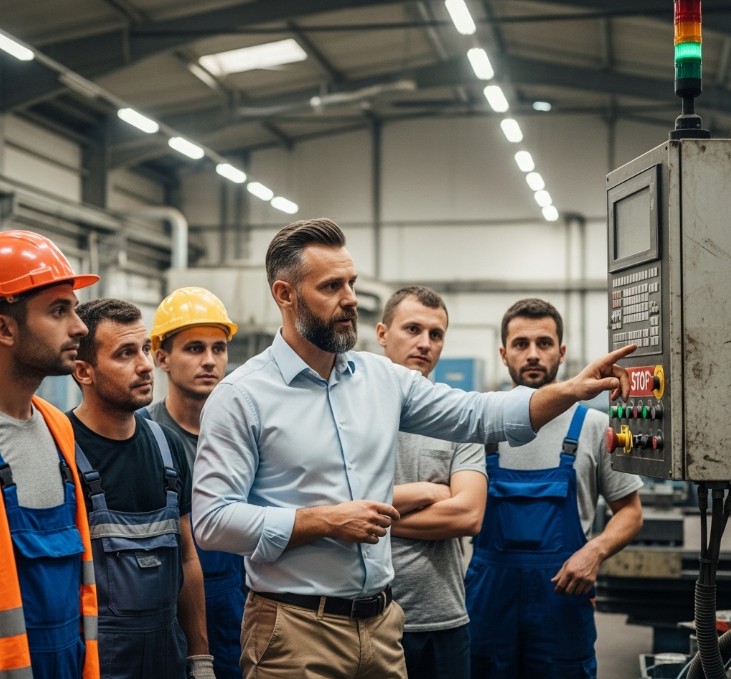Szkolenie BHP dla grupy cudzoziemców w polskiej hali produkcyjnej