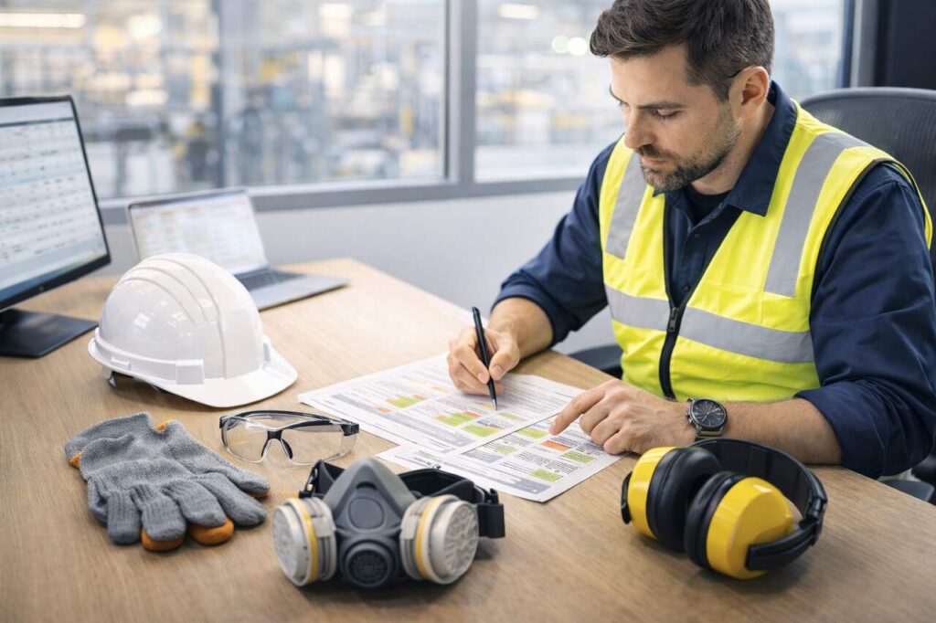 Specjalista BHP dobiera środki ochrony indywidualnej do zagrożeń na stanowisku pracy