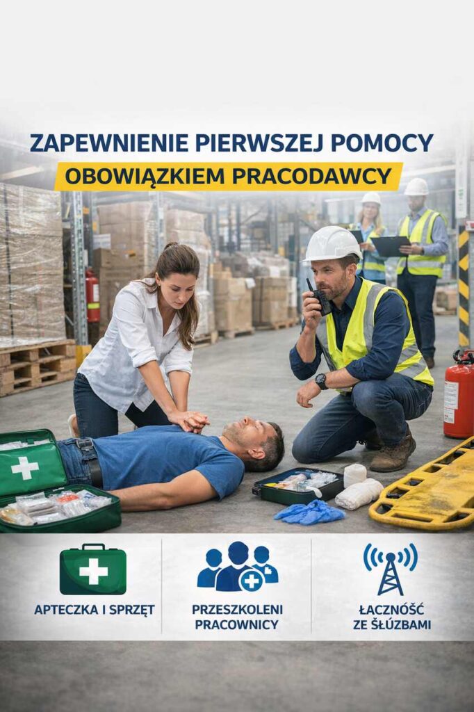 udzielanie pierwszej pomocy w zakładzie pracy podczas wypadku przy pracy bhp