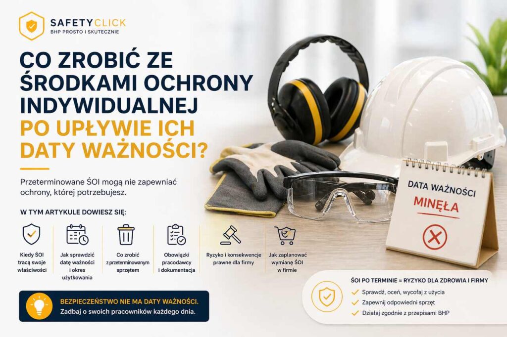 Środki ochrony indywidualnej po upływie daty ważności – kask ochronny, rękawice i okulary BHP